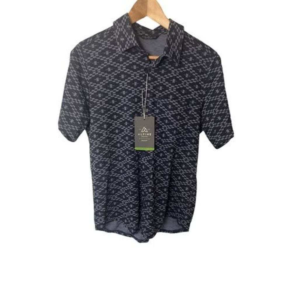 Alpine Button Up Men’s Size Small Knit Navy, Geometric NWT